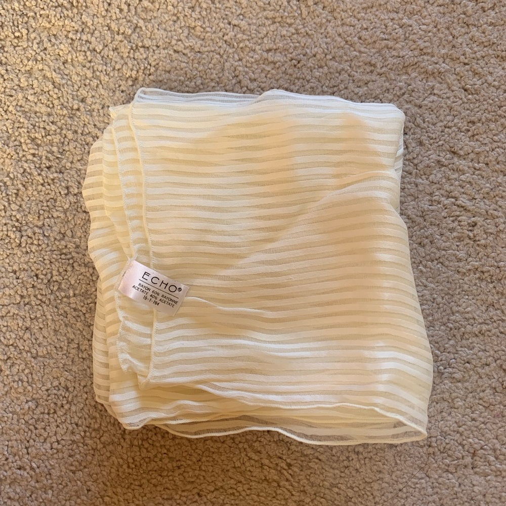 Echo White Striped Transparent Scarf